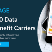 Form 5500 Data analytics banner featuring a smartphone displaying employee benefit carrier statistics, financial charts and graphs,